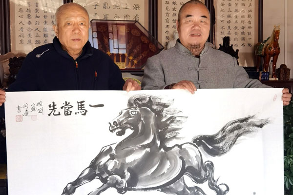 著名书法家柳国庆、福马画家潘国刚在京联袂创作精品画作